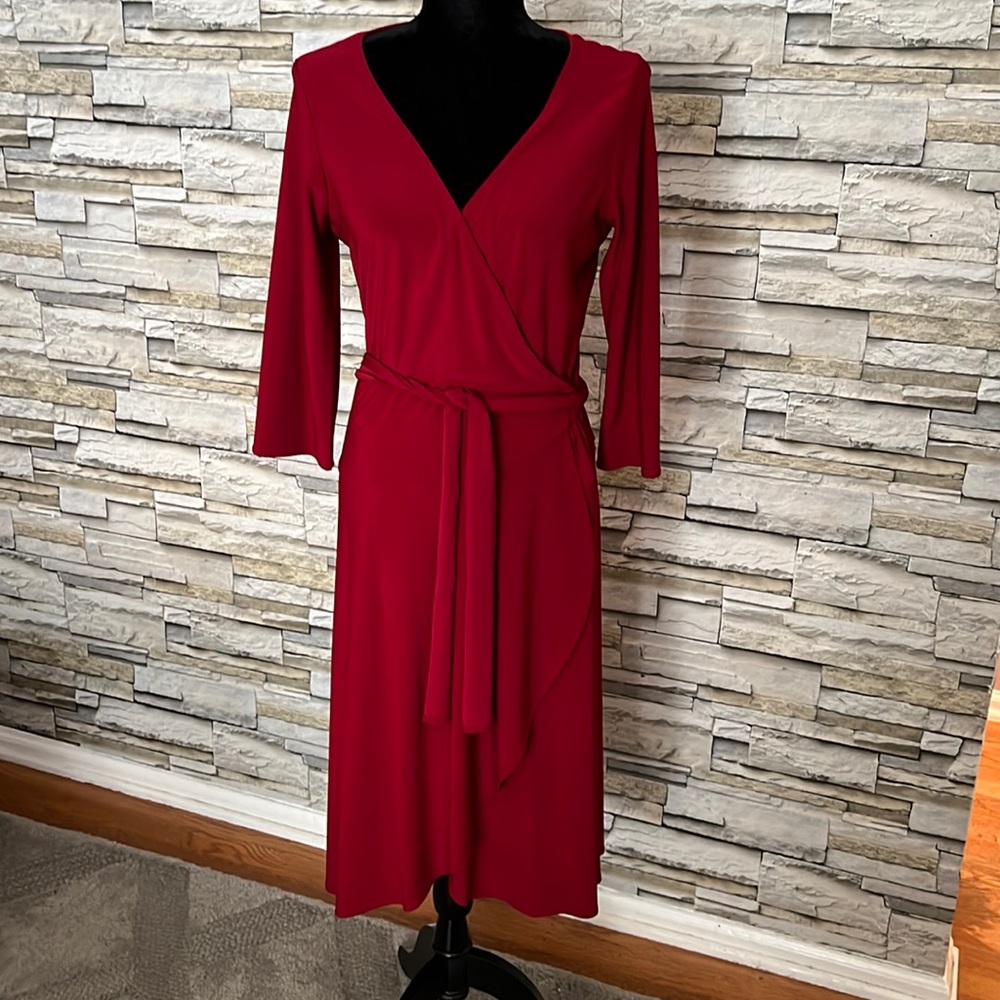 Vintage Jones New York wine-colored wrap dress, size 12